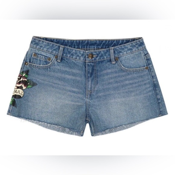 Ed Hardy Love Eternal Light Vintage wash raw hem jeans Shorts WEHD8000-4 size XL - Picture 5 of 6